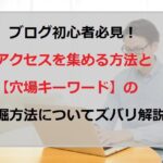 ブログ初心者必見！アクセスを集める方法と【お宝キーワード】の発掘方法をズバリ解説！